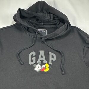 Gap x Disney Mickey Mouse Pullover Hoodie Black Mens Large Graphic Sweatshirt